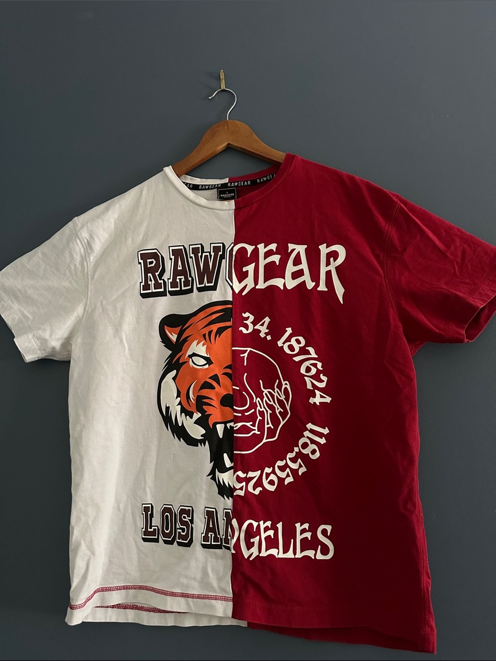 Rawgear Split-Panel Men’s Tee — White & Red